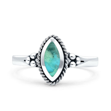 Vintage Style Marquise New Design Thumb Ring Statement Fashion Simulated Turquoise 925 Sterling Silver